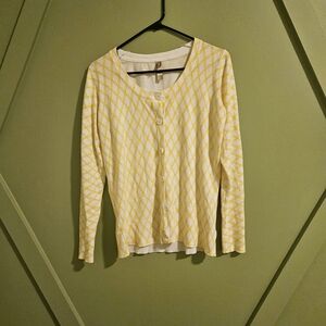 Yellow and White Patterned Cardigan